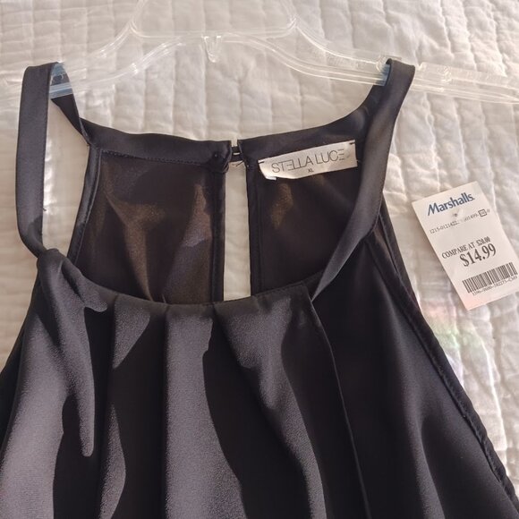 Black XL Halter Mini Cocktail Dress Womens XL Stella Luce Simple Formal Layering - Picture 4 of 5
